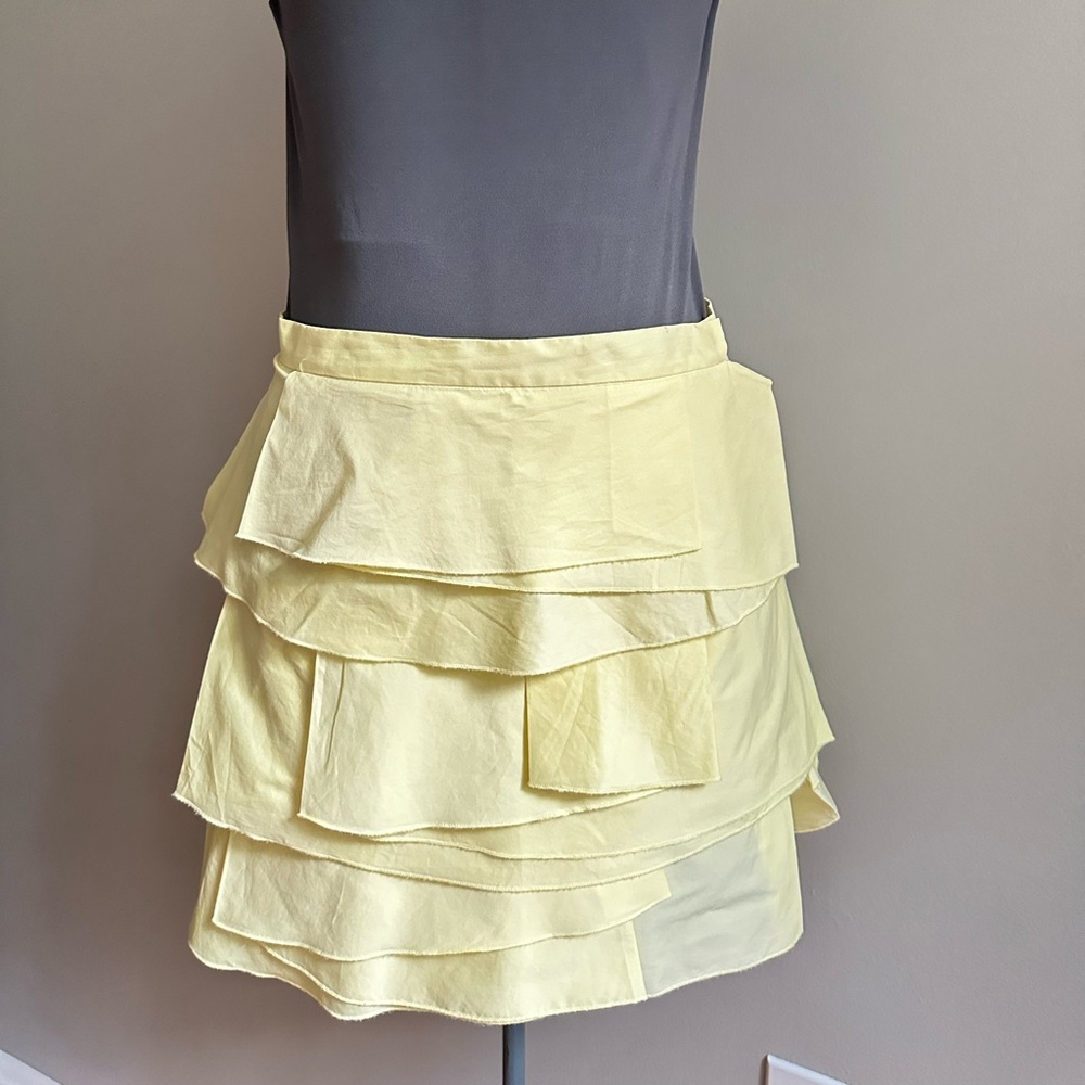 BCBG MAXAZRIA POPLIN TIER PLEATED SKIRT